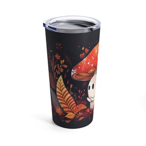 Kawaii Cute Mushroom Ghost Tumbler, Cute Tumbler, Kawaii Tumbler, Mushroom Tumbler, Stainless Steel Tumbler 20oz image 4