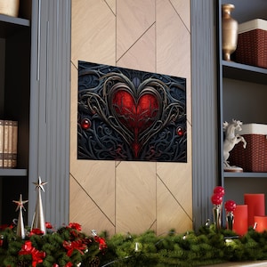 Gothic Heart Poster Art Print, Goth Heart Poster, Mattee Poster, Gothic Heart Wall Decor