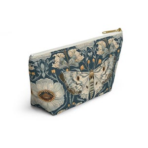William Morris inspirierte Motte Cottagecore Make-up-Tasche, Federmäppchen, Zubehörtasche mit T-Boden, Kosmetiktasche Bild 8