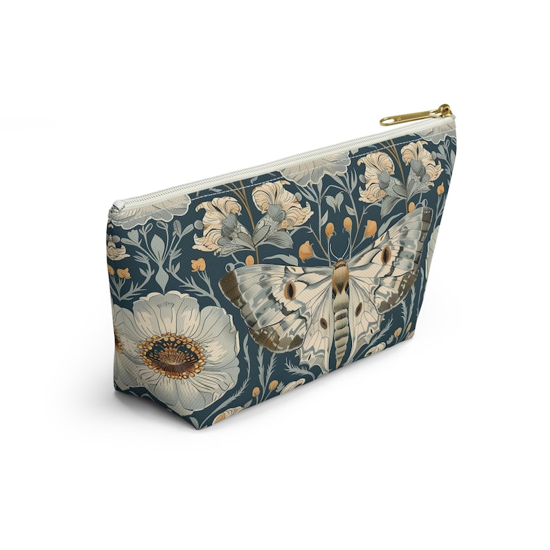 William Morris inspirierte Motte Cottagecore Make-up-Tasche, Federmäppchen, Zubehörtasche mit T-Boden, Kosmetiktasche Bild 8
