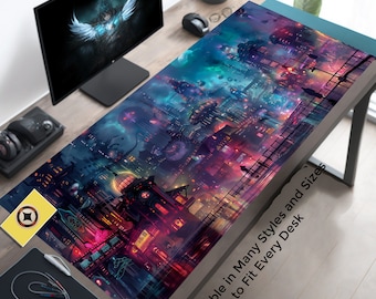 Ghostly Cyberpunk Gaming Mouse Pad XL, Gamer Desk Mat Mousepad XXL, Mini Mousepad, RGB Mousepad, Card Playmat