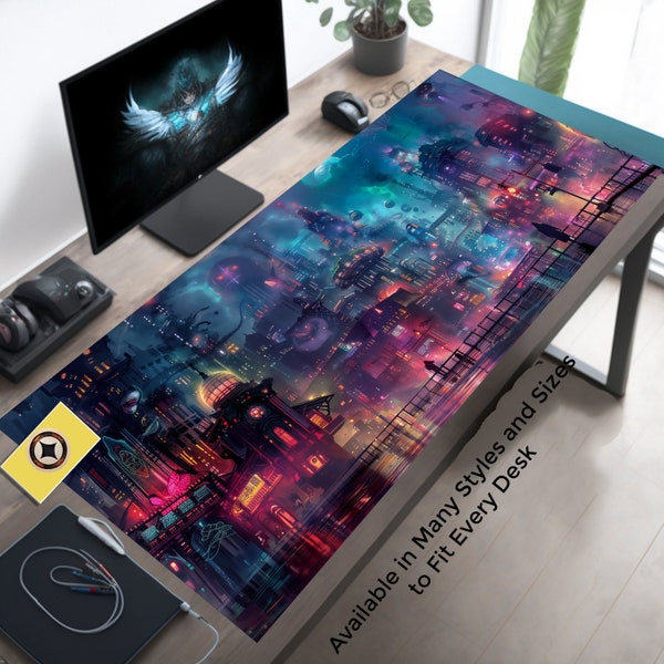 Tapis de souris gaming cyberpunk fantomatique XL, tapis de bureau gamer XXL, mini tapis de souris, tapis de souris RVB, tapis de jeu pour cartes