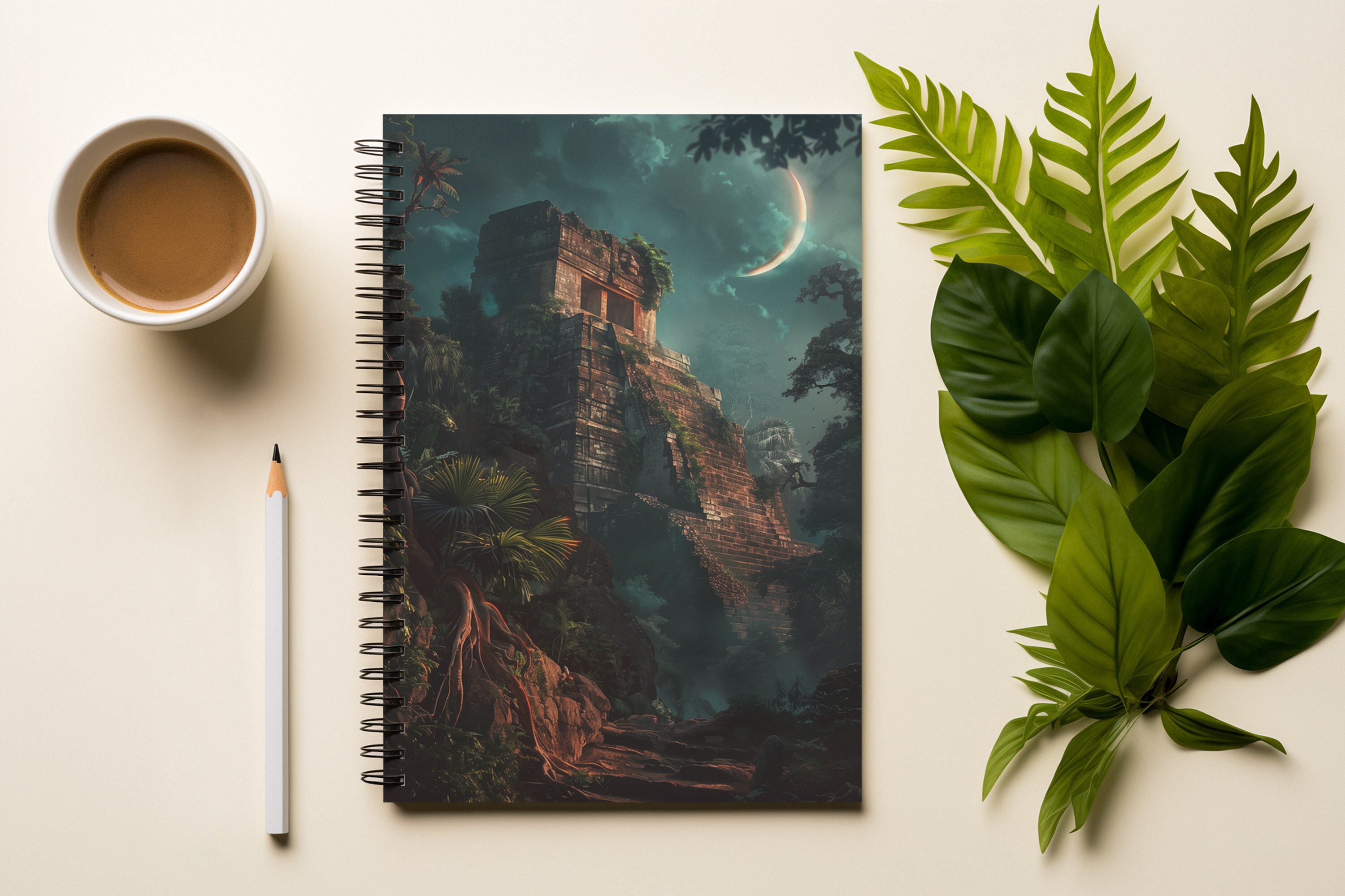 Jungle Mayan Pyramid Ruins Ruled Notebook