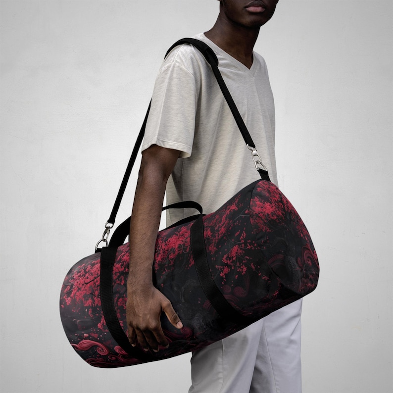 Dark Aesthetic Sakura Gym Bag - Travel Bag - Duffel Bag - Gift for Mom, Wife, Daughter, Girlfriend - Available in 2 Sides image 7