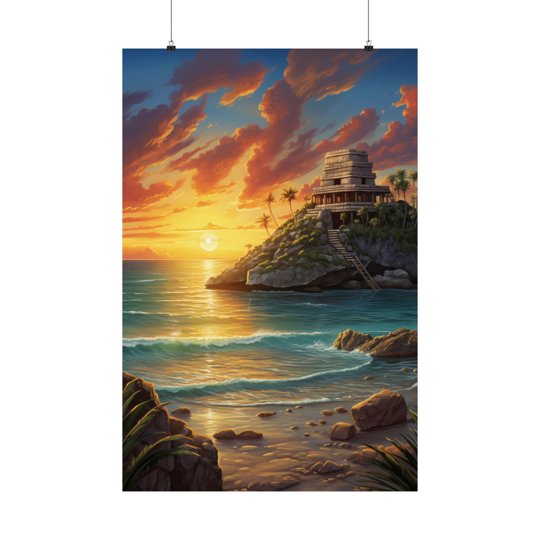Mayan Beach Sunset Art Print