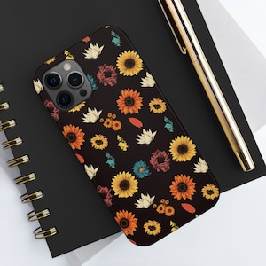 Dark Aesthetic Sunflowers & Wild Flower iPhone Case, Sunflower iPhone Case, iPhone 14 13 12 11 Pro Max Case Iphone 13 12 Mini Case