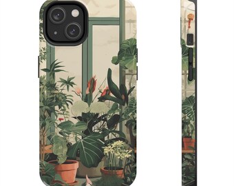 Green Plant Lovers Cute iPhone Case, Garden iPhone Cover, iPhone 7, iPhone 8, iPhone X, iPhone 12, Iphone 13, Iphone 14, Pro Max Mini