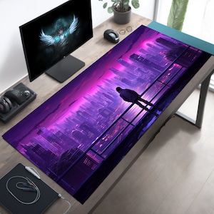 Cyberpunk Dreamer Desk Mat, Futuristic City Mouse Pad, Cyberpunk Mousepad, Gaming Desk Pad, Gamer Desk Setup, Oversize Extended Big XL XXL