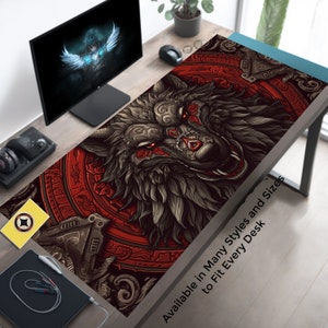 Viking Dire Wolf Desk Mat, Viking Desk Pad, Norse Deskmat, Nordic Deskpad, Mythological Mousepad, Viking Mouse Pad for Gaming