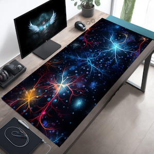 Extra Large Gaming Desk Mat, Neurology Office Gift, Neurologist Mousepad, Brain Mouse Pad, Neuron Desk Pad, Game Table Decor,   Playmat