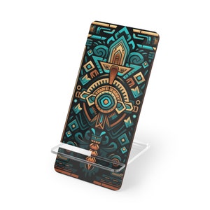 Aztec Geometric Cute Phone Stand, iPhone Display Stand, Phone Desk Stand, Phone Desk Display, Cell Phone Stand