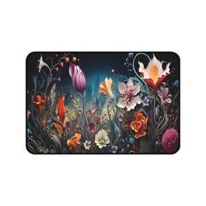 Cute Mousepad, Aesthetic Mouse Pad, Gothic Dark Cottagecore Desk Mat, Flowers Desk Pad, Gift for Girlfriend, Goth Floral Computer Desk Pad image 5