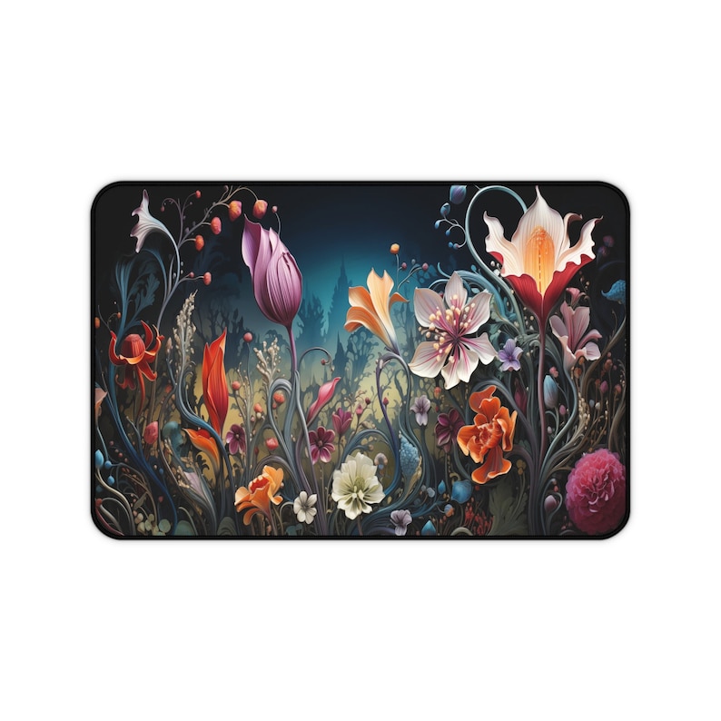 Cute Mousepad, Aesthetic Mouse Pad, Gothic Dark Cottagecore Desk Mat, Flowers Desk Pad, Gift for Girlfriend, Goth Floral Computer Desk Pad image 5