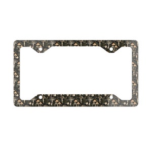 Dark Cottagecore Mushrooms - Metal License Plate Frame