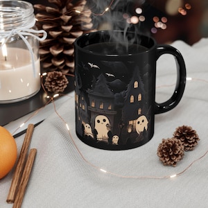 Kawaii Goth Ghosts Coffee Mug - Halloween Mug - Spooky Mug - Ghost Mug - Ghost Tea Cup - 11oz or 15oz Black Ceramic Mug image 7