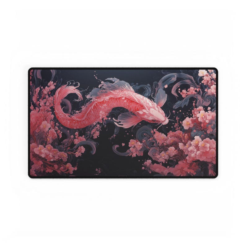 Koi in Sakura Waves - Japanese Koi Fish Playmat for TCG Gamers - PC ...