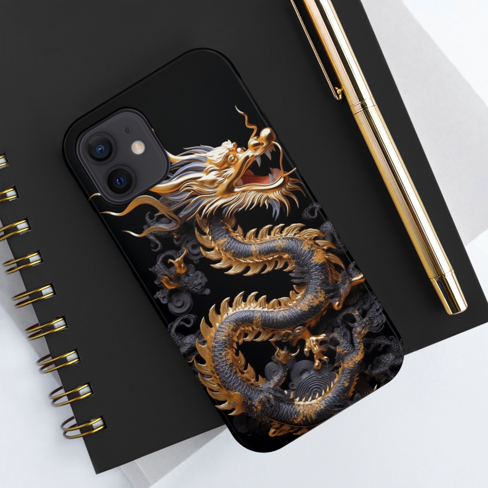  Lurnise Case Red Gold Wood Carving Dragon Chinese Style Hard  Case Cover Headphone Cases : Electronics