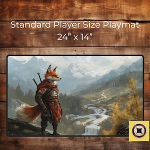 Watchful Fox Warrior Gaming Playmat Desk Pad - Gaming Desk Mat - Oversized Mouse Pad - Gamer Gift - Game Table Decor - Gaming Accessory