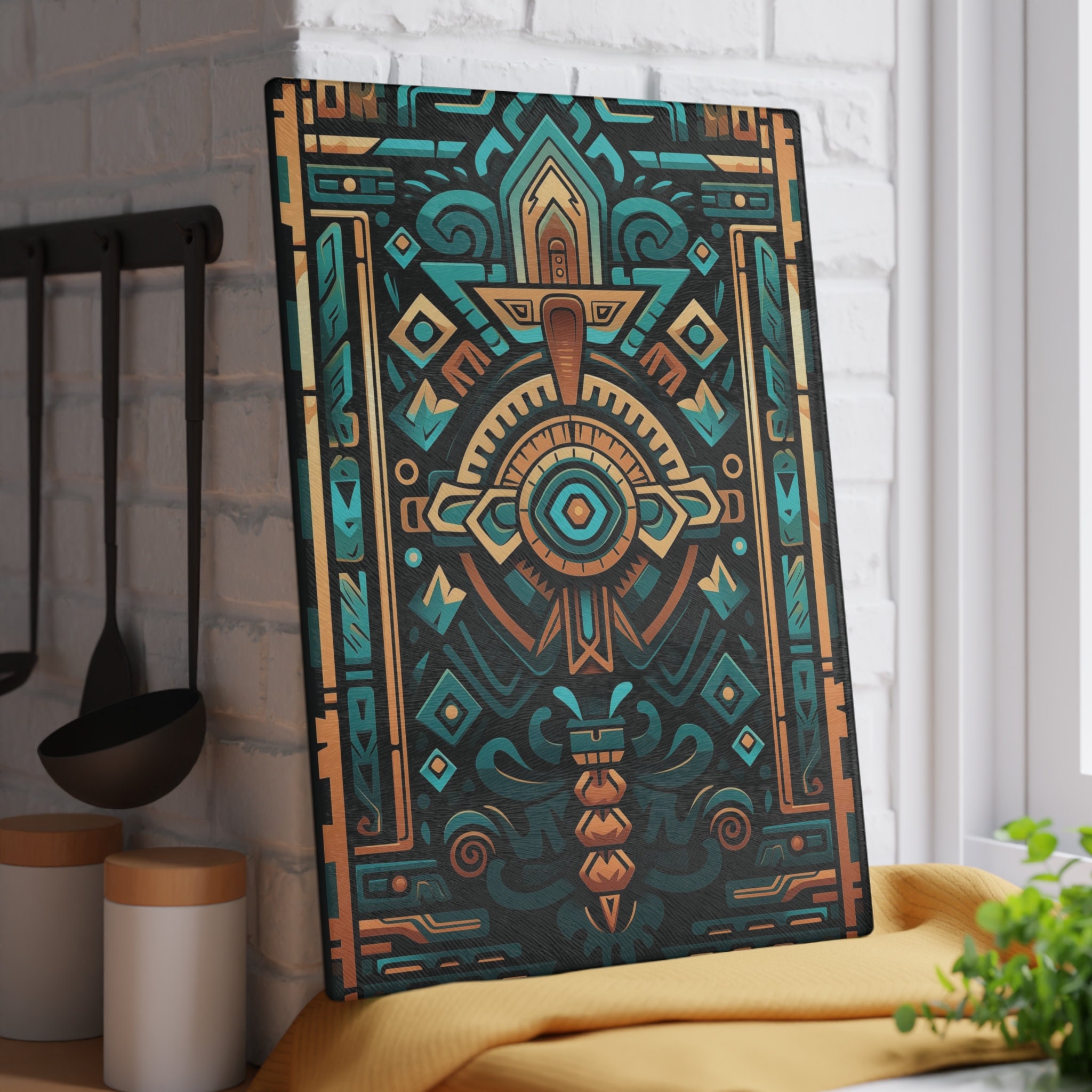 Aztec Geometric Glass Cutting Board