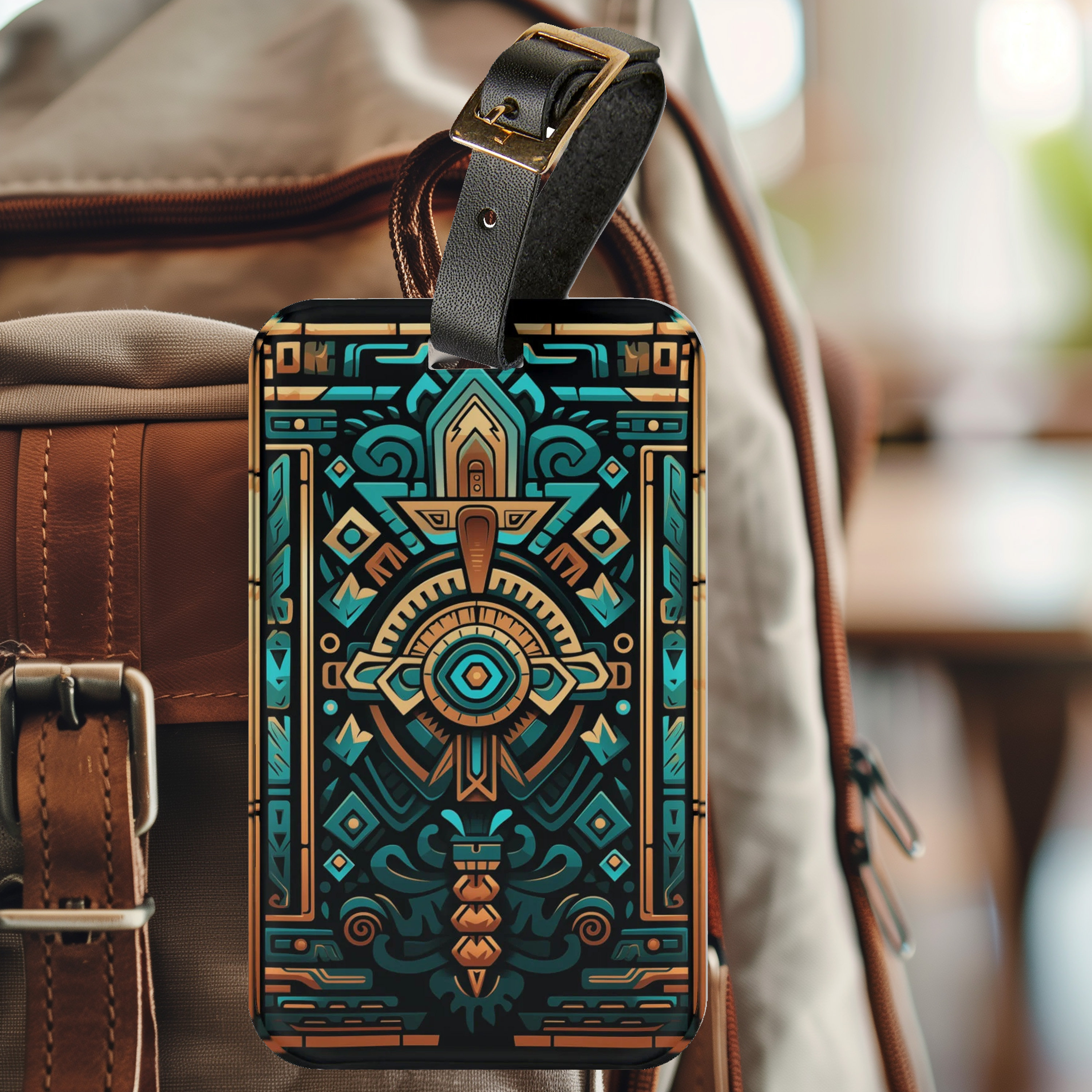 Aztec Geometric Fantasy Luggage Tag with Information Card