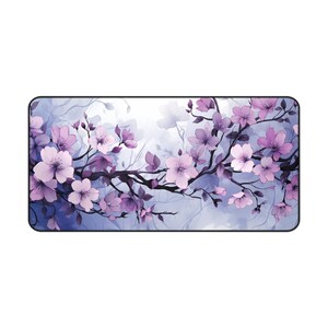 Pastel Blue and Purple Sakura Desk Mat Mousepad XL, Gaming Mouse Pad, Gift for Wife, Gift for Girlfriend, Gift for Gamer Girl, Cute Desk Pad bild 4