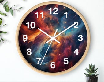 Deep Space Nebula Wall Clock - Cosmic Round Wall Clock - Astronomy Clock - Astronomy Gifts - Space Clock - Gift for Space Lover