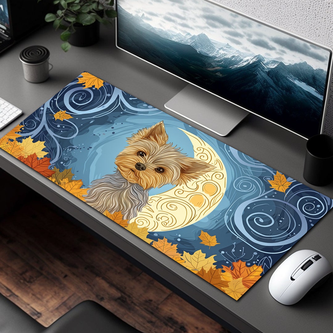 Cute Yorkie Mouse Pad, Yorkshire Terrier Mousepad, Yorkie Desk Decor