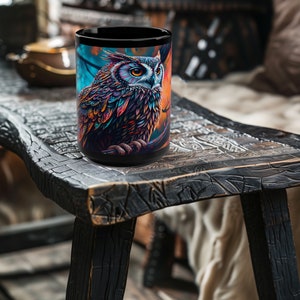 Mug chouette éblouissante, mug chouette, tasse chouette, tasse à café 15 oz, cadeau pour maman, cadeau pour elle, tasse animal, nature forêt