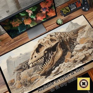Dino Discovery Fossil Desk Mat, T-Rex Mousepad, Tyrannosaurus Deskmat, Dinosaur Desk Mat