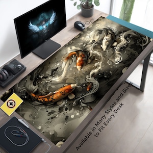 Dark Koi Fantasy Japanese Mousepad Desk Mat
