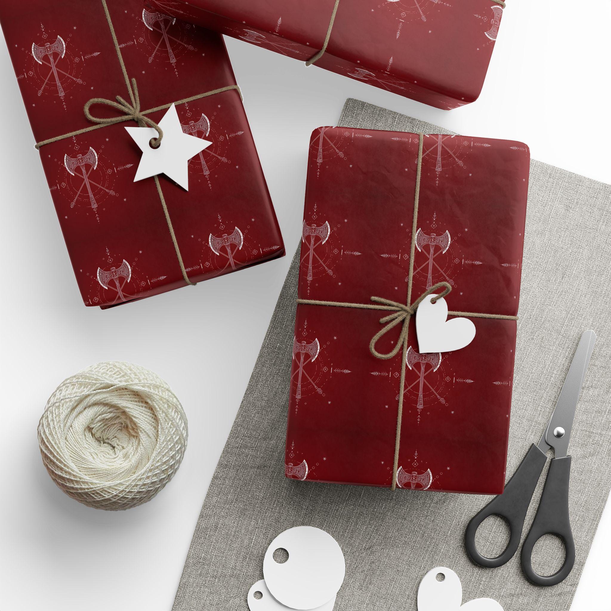 Viking Axe Red and White Gift Wrap