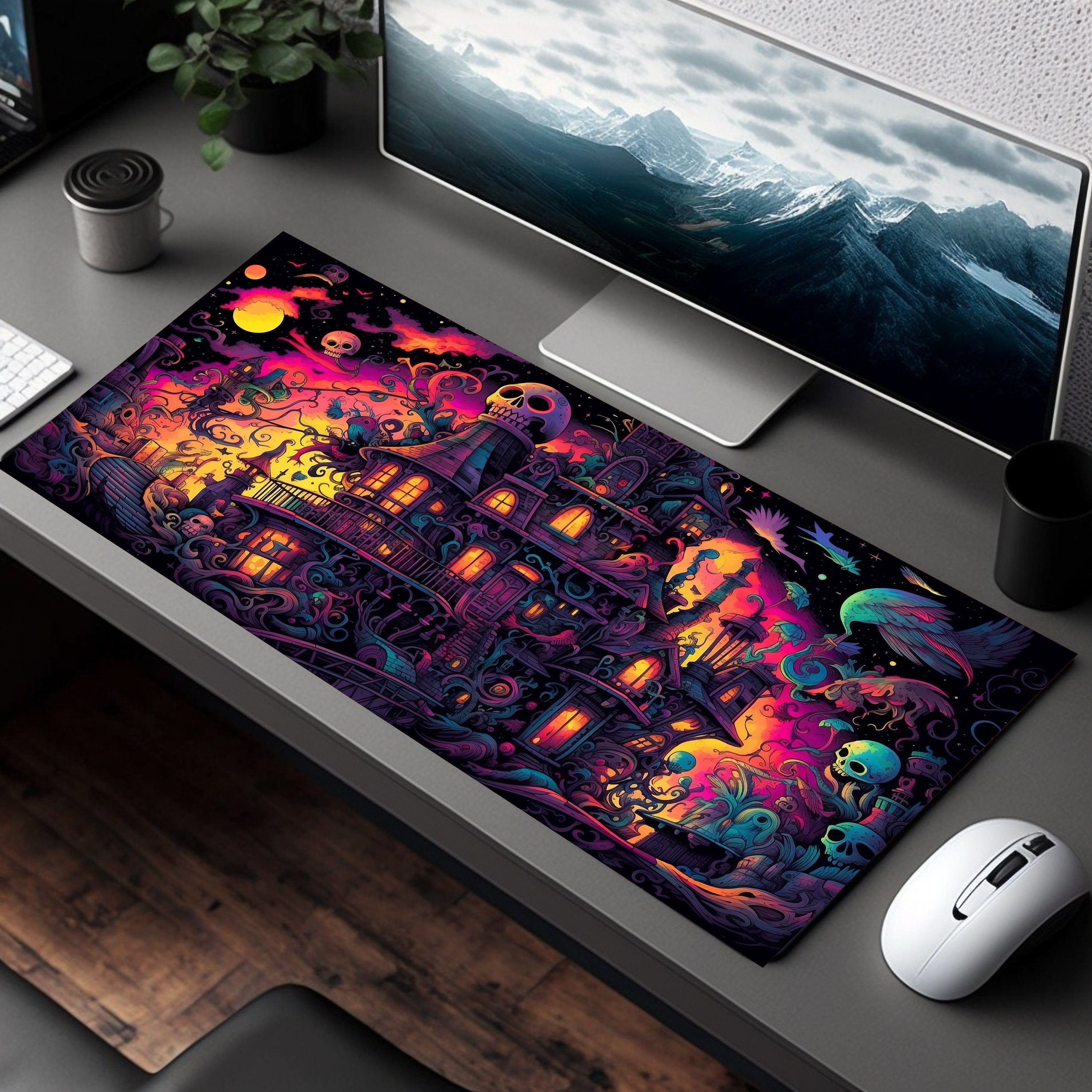 Halloween-themed Extra-large Mouse Pad: Typing, Clicking, And