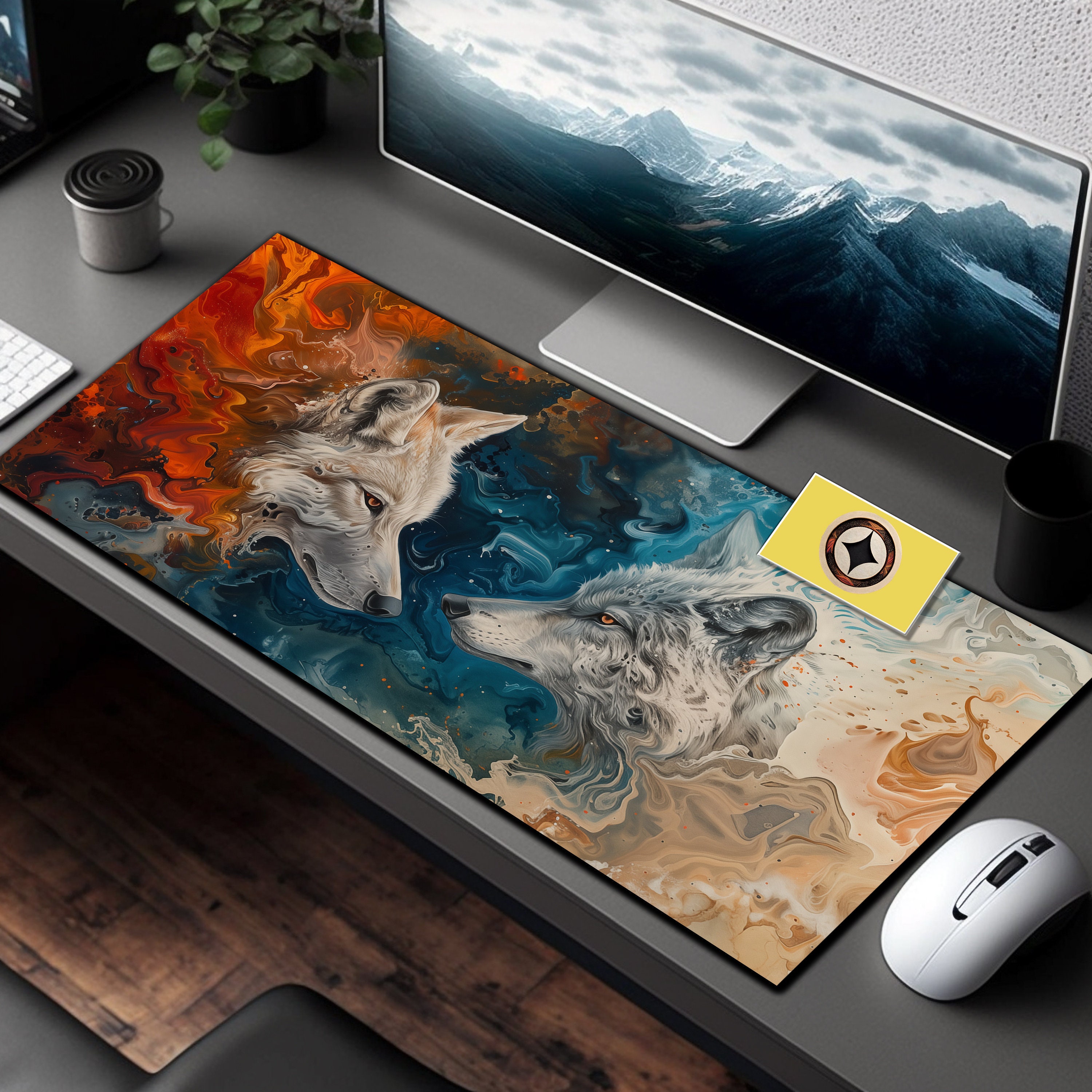 Stunning Wolf Art Desk Decor, Wolf Office Decor, Wolves Desk Mat ...