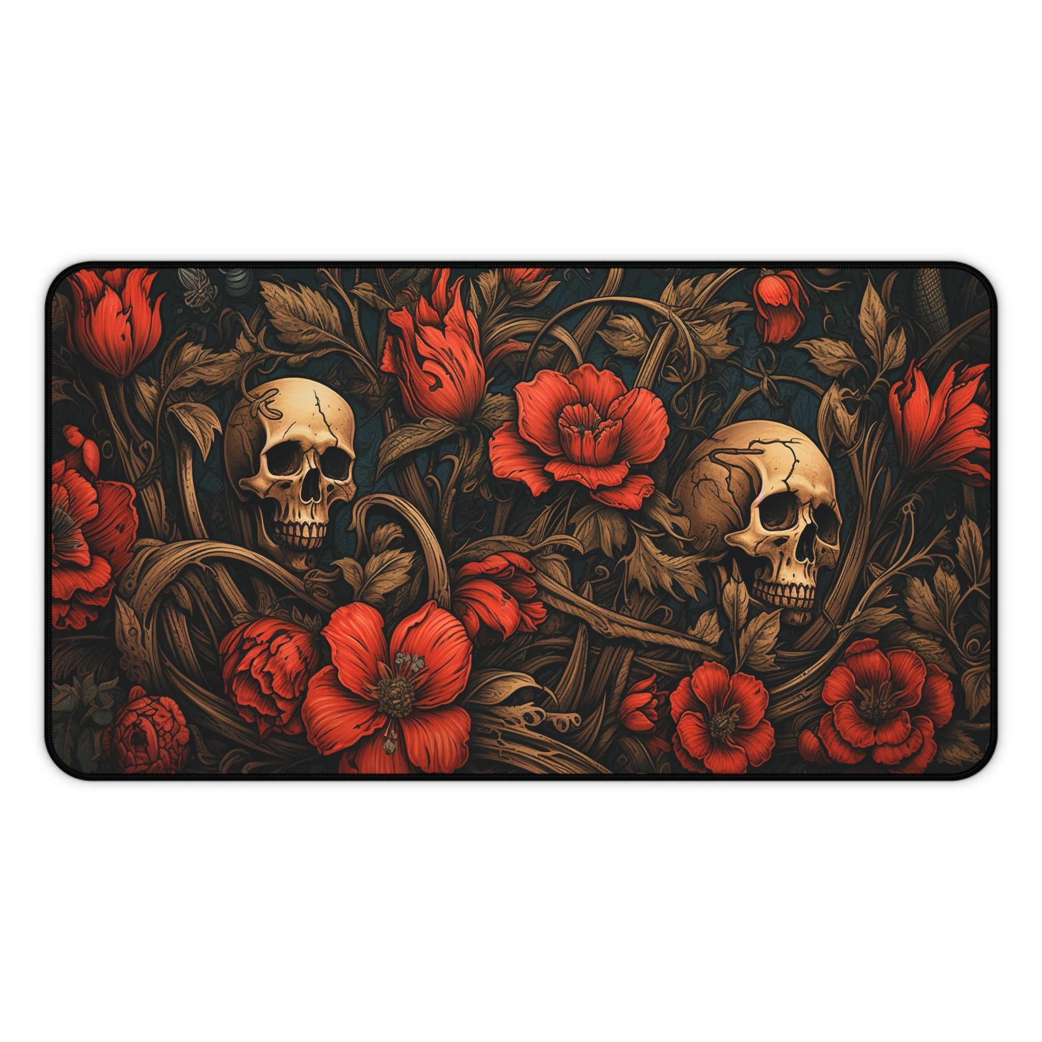 Love, Roses And Skulls Mouse Pad Desk Mat, Waterproof