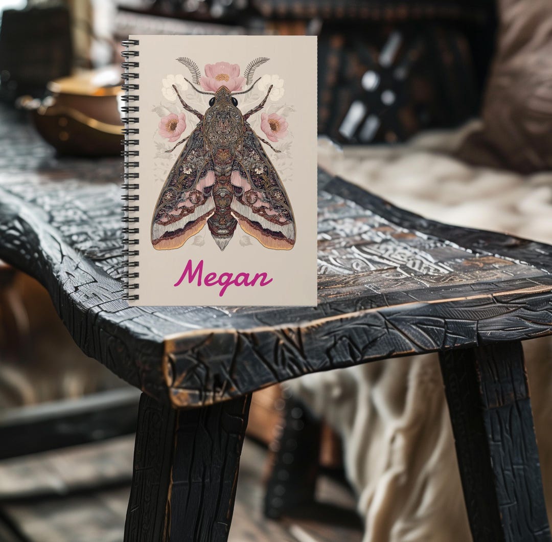 Moth Notebook Art Nouveau Moth Notebook: Custom Pink School Journal, Spiral Bound - Etsy