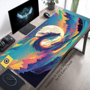 Decoração de mesa de jogo com dragão de anime colorido ou tapete de mesa de jogo de fantasia com cartas colecionáveis - Protetor de mesa de anime para jogadores de anime