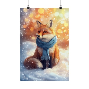 Japanese Red Fox in the Snow Poster Art Print - Wall Decor - Fox Decor - Fox Wall Art - Fox Wall Hanging - Bedroom Art - Nursery Art