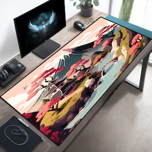 Kawaii Japan Desk Decor, Standing Desk Cover, Office Accessory, Japanese Home Office, Gift for Her, Japan Lovers Gift, Mount Fuji Art
