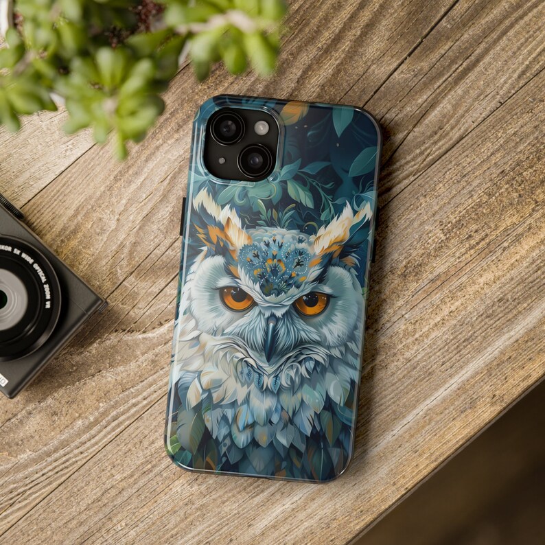 Owl iPhone Tough Case, Owl Phone Case for iPhone 15 and Most Models, Polycarbonate Shell and Rubber Liner image 2