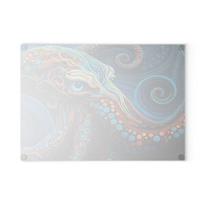 Glass Cutting Board, Octopus Kitchen Decor, Beach Home Kitchen, Unique Kitchen Accessory,Octopus Cutting Board, Veg Cutting Board, Chef Gift image 5