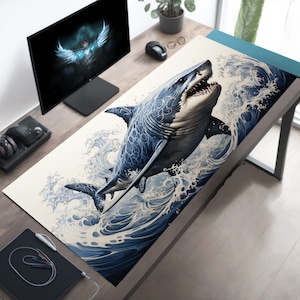 Astounding Shark Desk Mat, Ocean Lovers Gift, Nautical Mouse Pad Available in Multiple Styles and Sizes for Home or Office Desk