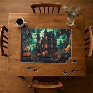 Mystical Haunted House Puzzle - 120, 252, 500-Piece Jigsaw, Perfect for Family Nights, Halloween Decor, Cozy Vibes, Game Night