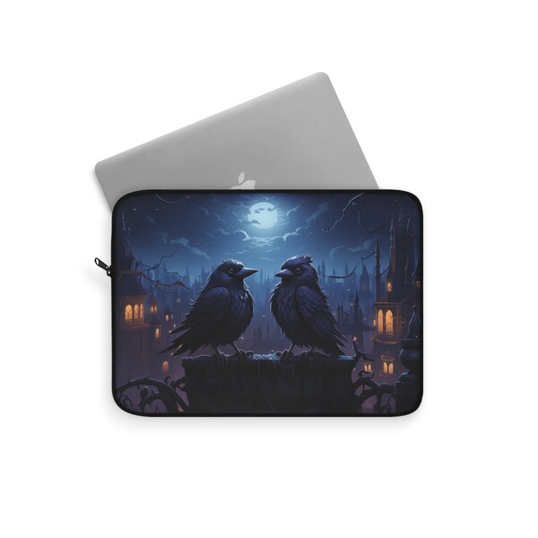 Kawaii Goth Ravens Laptop Sleeve, Goth Laptop Geer, Goth Tablet Sleeve, Cute iPad Sleeve