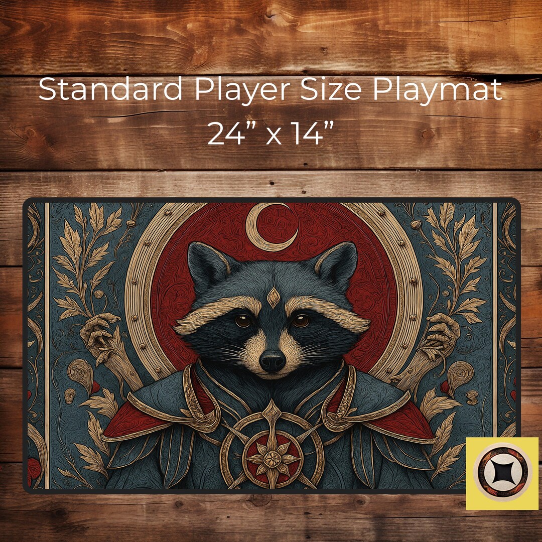 Arcane Raccoon Gaming Playmat - Fantasy Heraldic Animal Art, Tcg ...