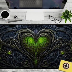 Gothic Herz Schreibtisch Deko, Gothic Herz Büromatte, Gothic Herz Mousepad XL, Gothic Herz Schreibtischmatte XXL
