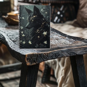 Spiral Bound Notebook With Ruled Lines Featuring Dark Fantasy Gothic Wolf - Wolf Stationery