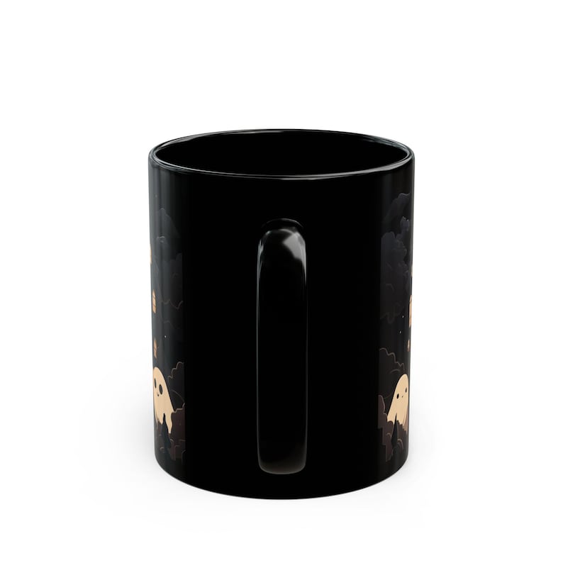 Kawaii Goth Ghosts Coffee Mug - Halloween Mug - Spooky Mug - Ghost Mug - Ghost Tea Cup - 11oz or 15oz Black Ceramic Mug image 5