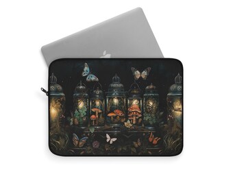 Linternas botánicas brujas mariposas y setas, funda para computadora portátil Cottagecore, funda para iPad Dark Academia, linda funda para tableta