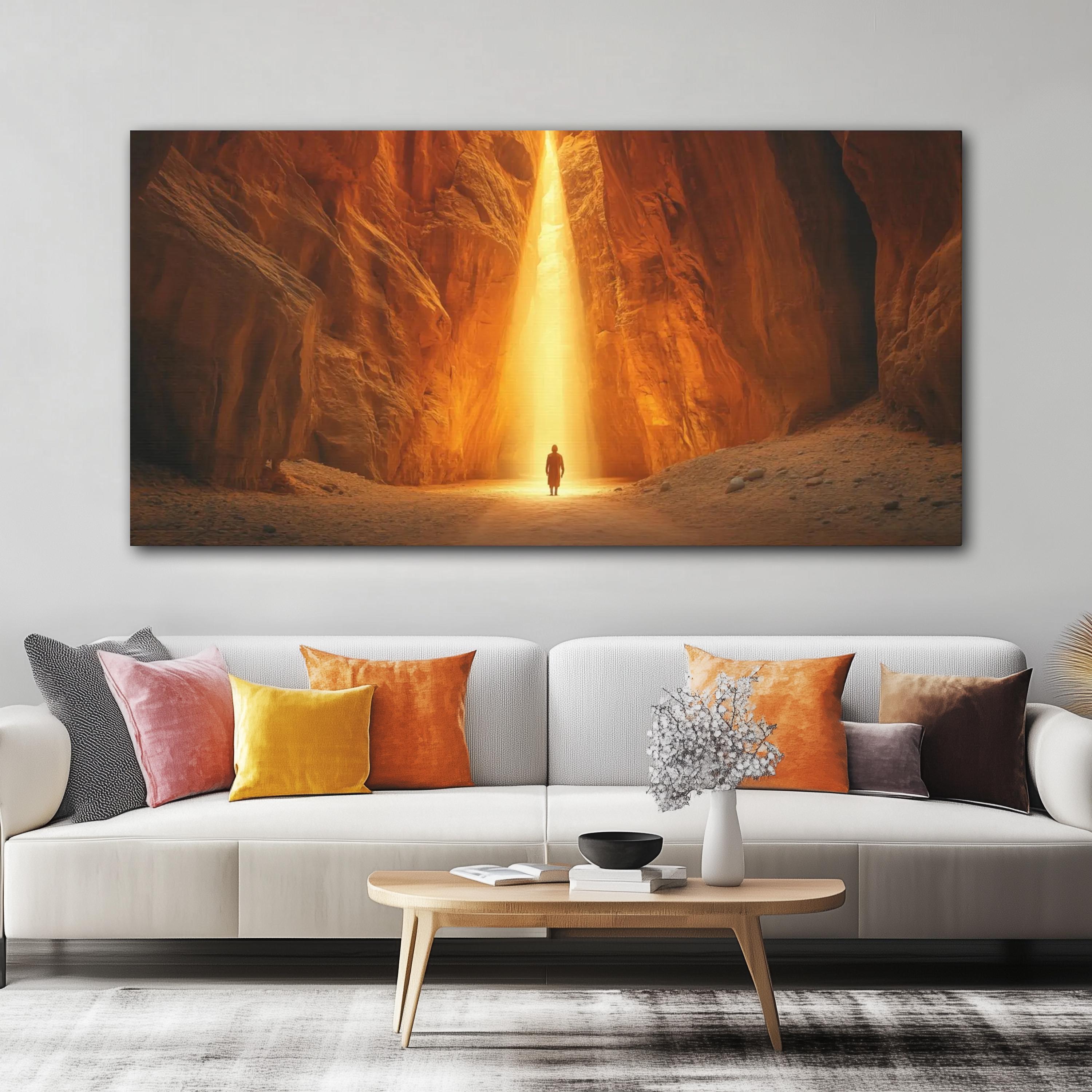 Hidden Canyon Light Rays Canvas Wall Art - Unique Eye Catching and Inspirational Wall Hanging for Home or Office - New Home Gift