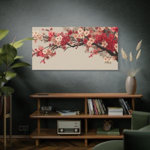 Sakura Branch in Blossom - Canvas Wall Art Gift for New Home Owner - Japanese Home Decor - Asian Wall Art - Cherry Blossom Decor